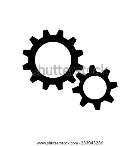 Two black gear wheels on white background