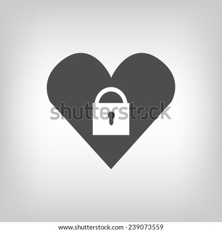 Heart with lock as logo  in grey colors
