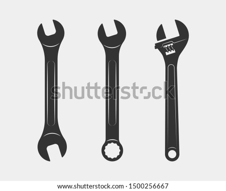 Tools vector wrench icon. Spanner logo design element. Key tool isolated on white background