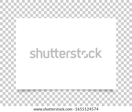 Vector paper format A4 size with realistic shadow. White blank page isolated on background. Mock up template.