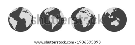 Symbol earth globe world. Vector planet sign. Simple silhouette worldwide map shape element. 
