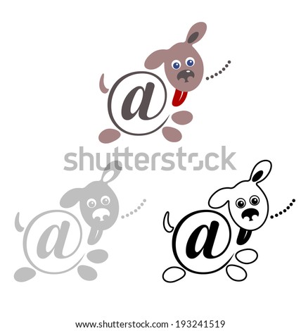 international sign email, animals dog. vector illustration