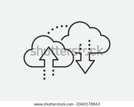 Technology icon vector cloud computing connection. Big data global server. Line design network information symbol for computer or mobile phone.