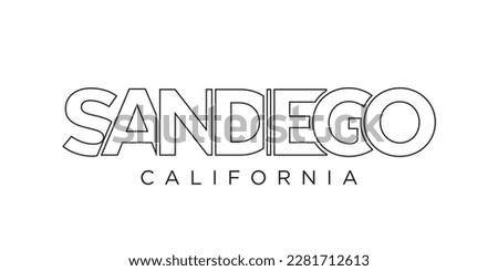 San Diego, California, USA typography slogan design. America logo with graphic city lettering for print and web products.