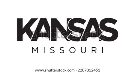Kansas , Missouri, USA typography slogan design. America logo with graphic city lettering for print and web products.