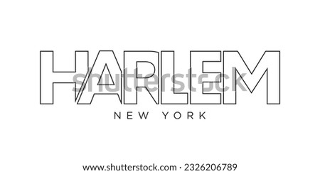 Harlem, New York, USA typography slogan design. America logo with graphic city lettering for print and web products.