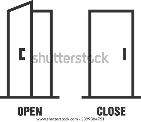 Close and open door icon vector sign isolated on white.