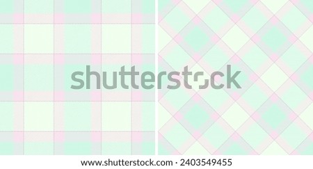 Seamless pattern check of tartan textile fabric with a background plaid vector texture. Set in popular colors for school uniform trends.