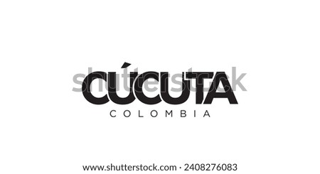 Cucuta in the Colombia emblem for print and web. Design features geometric style, vector illustration with bold typography in modern font. Graphic slogan lettering isolated on white background.