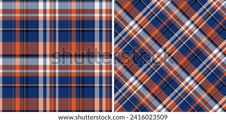 Plaid check texture of fabric vector textile with a seamless pattern tartan background. Set in retro colours. Creative uses of ornamental silk tape.