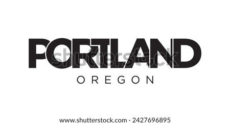 Portland, Oregon, USA typography slogan design. America logo with graphic city lettering for print and web products.