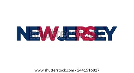 New Jersey, USA typography slogan design. America logo with graphic city lettering for print and web.