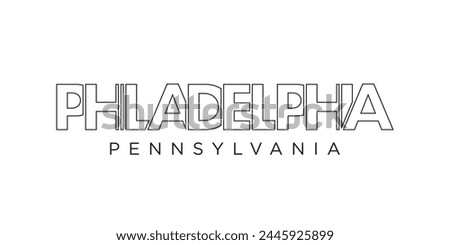 Philadelphia, Pennsylvania, USA typography slogan design. America logo with graphic city lettering for print and web.