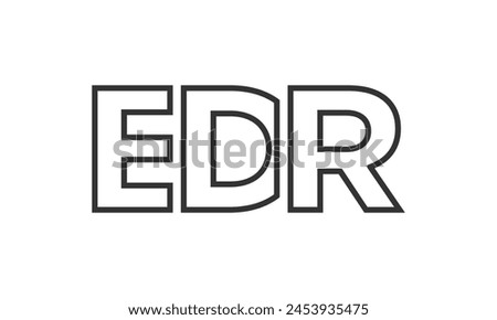 EDR logo design template with strong and modern bold text. Initial based vector logotype featuring simple and minimal typography. Trendy company identity ideal for businesses brand presence.