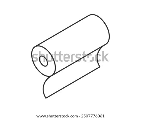 Textile roll vector icon. Paper tube illustration design for kitchen cleaning towel, carpet, scroll whatman, fabric.