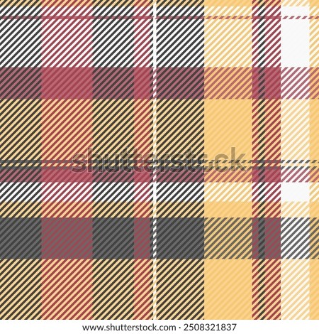 Oriental pattern plaid seamless, slim fabric textile vector. Rich check tartan texture background in amber and red colors palette.