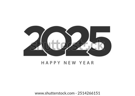 Simple style lines happy new year 2025 black white theme