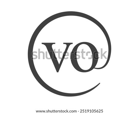 VO logo from two letter with circle shape email sign style. V and O round logotype of business company for brand identity.