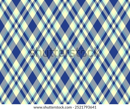 Argyle pattern of geometric rhombus. Harlequin check wallpaper design. Classic diamond shaped textile material for web background, print fabric clothing, sweater, wrapping paper, gift card, invitation