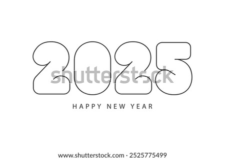 Happy New Year 2025 typography template calendar cover. Vector design for poster, banner, greeting card and invitation.