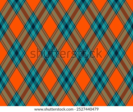 Argyle pattern of geometric rhombus. Harlequin check wallpaper design. Classic diamond shaped textile material for web background, print fabric clothing, sweater, wrapping paper, gift card, invitation