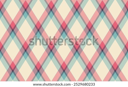 Argyle pattern of geometric rhombus. Harlequin check wallpaper design. Classic diamond shaped textile material for web background, print fabric clothing, sweater, wrapping paper, gift card, invitation