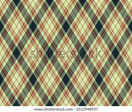 Argyle pattern of geometric rhombus. Harlequin check wallpaper design. Classic diamond shaped textile material for web background, print fabric clothing, sweater, wrapping paper, gift card, invitation