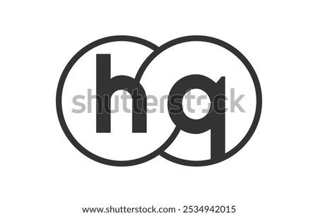 HQ business company emblem with outline rounds and letters h q. Logo template of two merged circles for brand identity, logotype. Vector Infinity symbol  and technology sign.