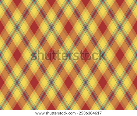 Argyle pattern of geometric rhombus. Harlequin check wallpaper design. Classic diamond shaped textile material for web background, print fabric clothing, sweater, wrapping paper, gift card, invitation