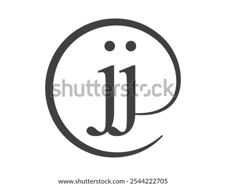 JJ logo from two letter with circle shape email sign style. J and J round logotype of business company for brand identity.