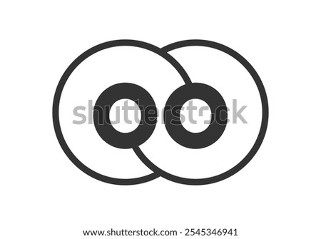 OO business company emblem with outline rounds and letters o o. Logo template of two merged circles for brand identity, logotype. Vector Infinity symbol  and technology sign.