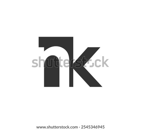 NK creative geometric initial based modern and minimal logo. Letter n k trendy fonts. Universal professional elegant techno vector design.