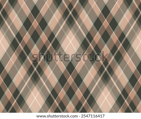 Argyle pattern of geometric rhombus. Harlequin check wallpaper design. Classic diamond shaped textile material for web background, print fabric clothing, sweater, wrapping paper, gift card, invitation