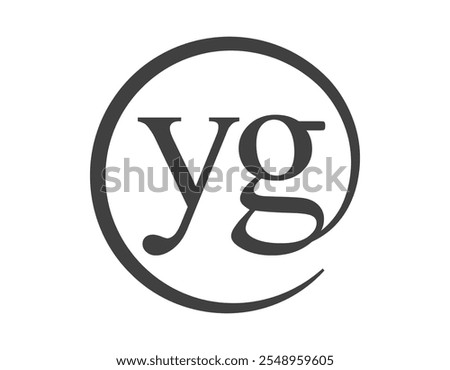 YG logo from two letter with circle shape email sign style. Y and G round logotype of business company for brand identity.