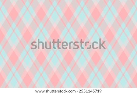 Argyle pattern of geometric rhombus. Harlequin check wallpaper design. Classic diamond shaped textile material for web background, print fabric clothing, sweater, wrapping paper, gift card, invitation