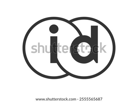 ID business company emblem with outline rounds and letters i d. Logo template of two merged circles for brand identity, logotype. Vector Infinity symbol  and technology sign.