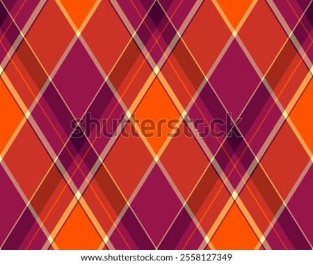 Argyle pattern of geometric rhombus. Harlequin check wallpaper design. Classic diamond shaped textile material for web background, print fabric clothing, sweater, wrapping paper, gift card, invitation