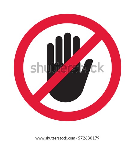 Hand blocking sign stop. Vector illustration.