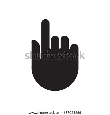 Human hand silhouette finger arrow icon. Vector illustration.