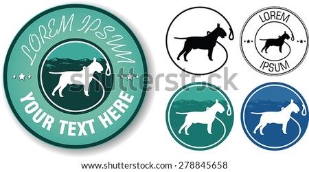 Vector walking dogs logo design in five variables