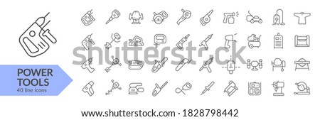 Power tools line icon set. Isolated signs on white background. Vector illustration. Collection Сток-фото © 