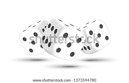 
Dice. Three dices with black dots on a white background. 3D effect Vector illustration.
