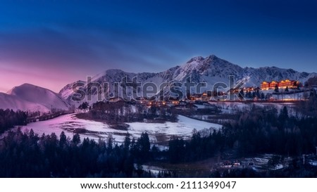 Similar – Image, Stock Photo beautiful mountain range with snow in early summer