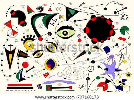 Abstract white background ,inspired by the  painter Miro