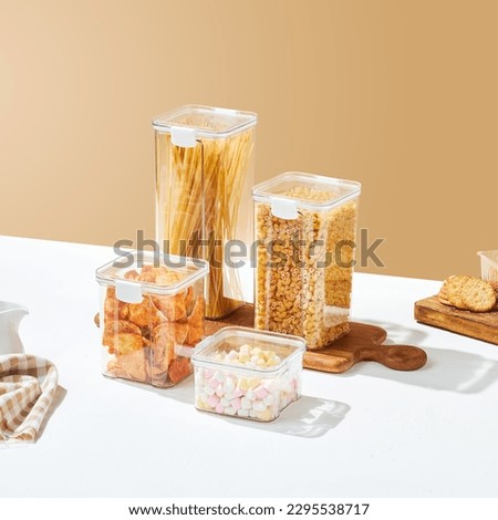 Similar – Image, Stock Photo Green pasta in plastic packing on dark kitchen table with kale and other ingredients. Top view