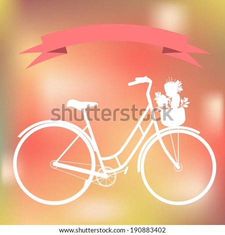 White shape bicycle on the colorful blurred background