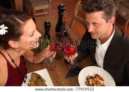 romantic dinner for two - couple in a restaurant
