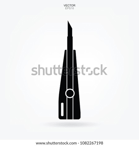 Cutter knife icon. Craftsman tool sign and symbol. Vector illustration.