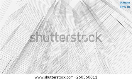 Abstract matrix wireframe of building. Vector illustration.