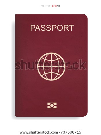 Red passport isolated on white background. Vector illustration.